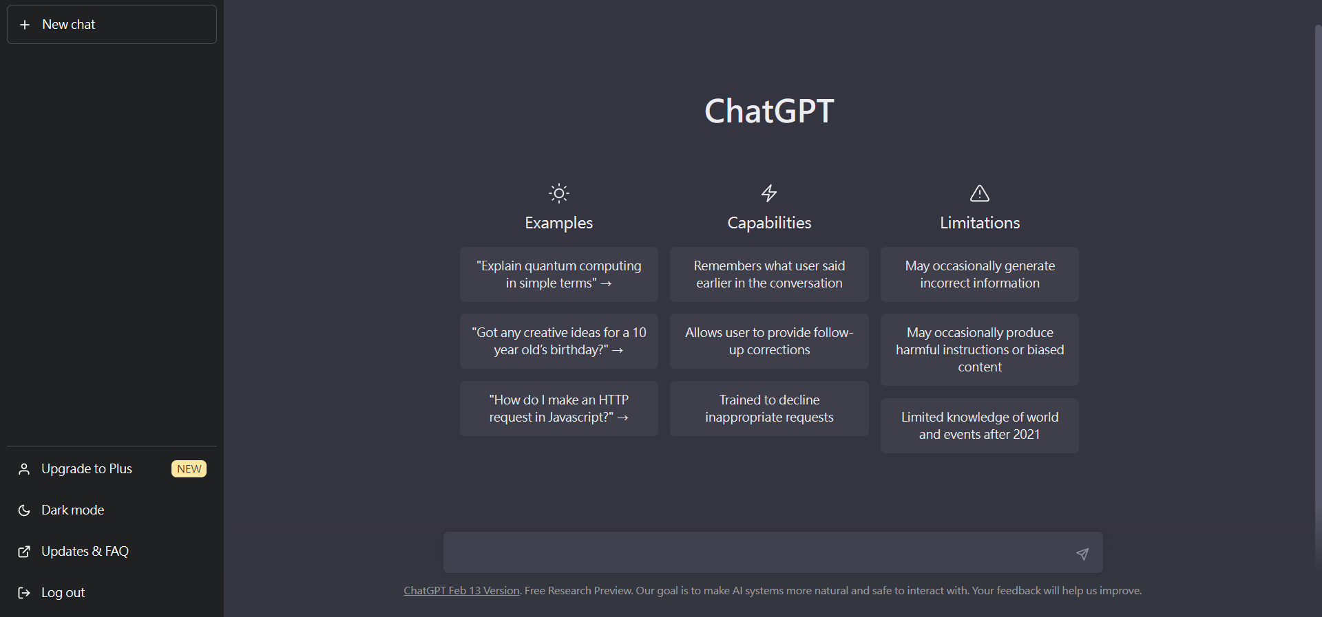 ChatGPT Language Model (dark Interface)