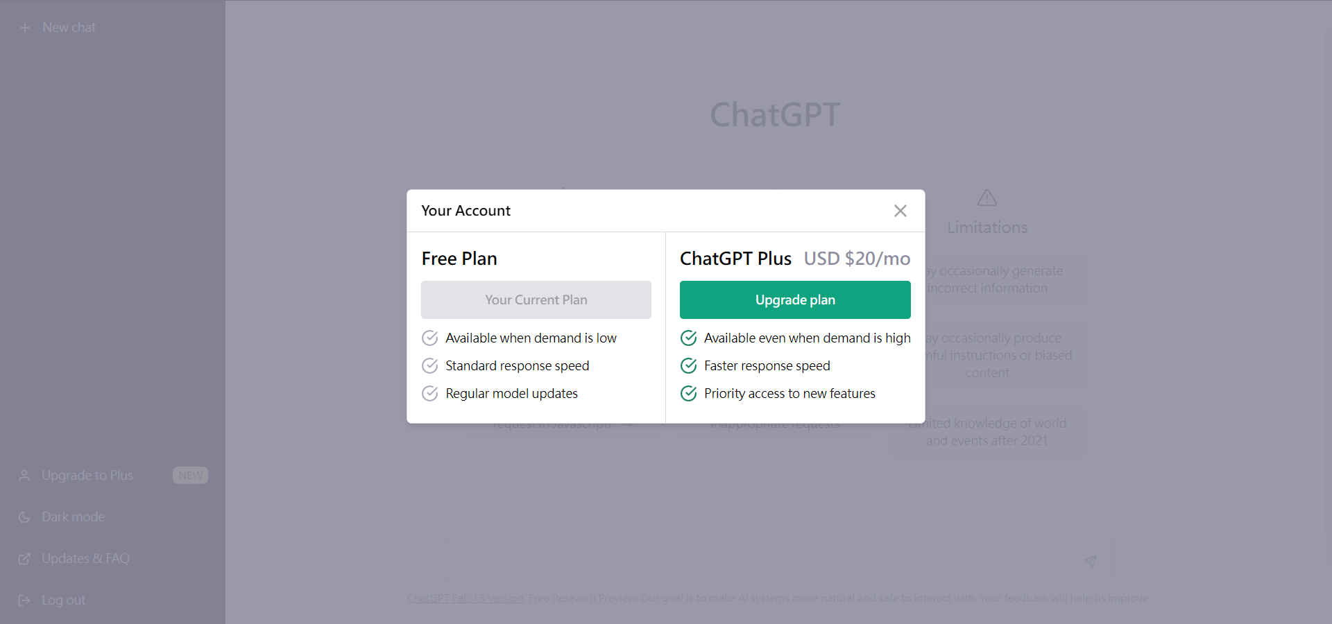 Free Plan And ChatGPT Plus