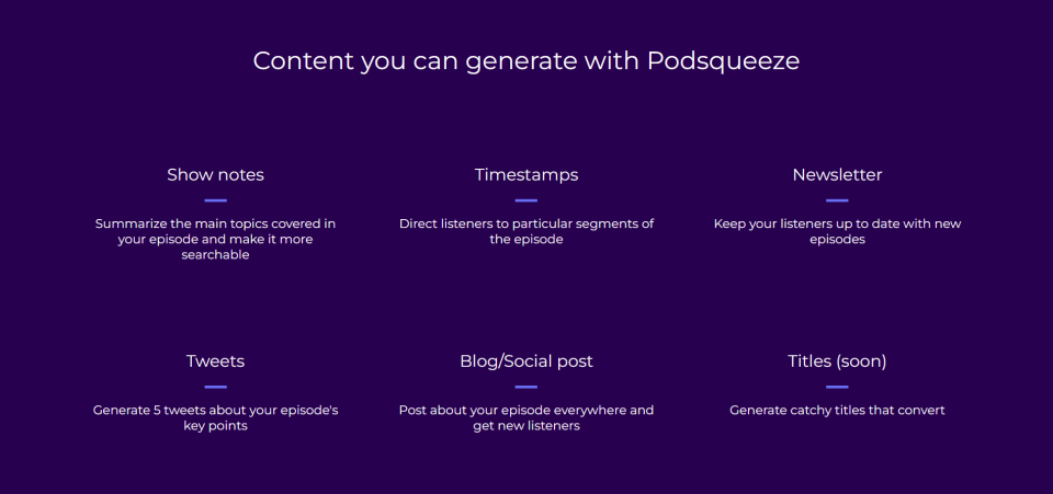 Content You Can Generate With Podsqueeze